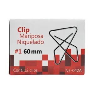 Clip Mariposa Nextep Niquelado #1 60mm 12 Clips Ne-042A