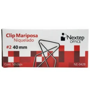 Clips Mariposa Nextep Niquelado #2 (40mm) - Paquete de 50 Clips NE-042B